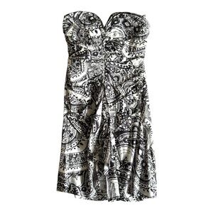 REISS Strapless White Print Paisley Cocktail Dress Wedding Guest Size 0 NWT